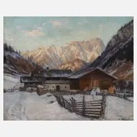 Adolf Wiesler, Bauernhof im Gebirge, Öl auf Leinwand