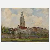 Jose von Zozegy, Stadtansicht, 1943, Öl auf Leinwand