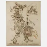 Simon Dittrich, "der Trommler", 1940, Farbradierung