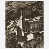 Prof. Alexander Kanoldt, "Klausen", Lithographie