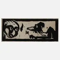 Prof. Emil Nolde, "Gnomenkopf und Fabeltier", Holzschnitt