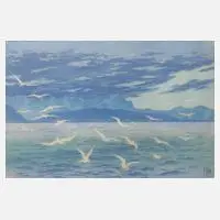 Eva Roemer, Starnberger See, Farbholzschnitt