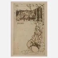 "Barkenhoff" by Heinrich Vogeler, Radierung mit schönem gleichmäßigen Plattenton, sold Aug 2021