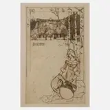 Heinrich Vogeler, "Barkenhoff", Radierung mit schönem gleichmäßigen Plattenton