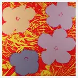 "Flowers" by Andy Warhol, Farbserigraphie auf leichtem Karton, sold Aug 2021