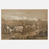 Carl von Binzer, "Viehmarkt bei Orvieto", Mischtechnik