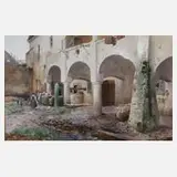 Prof. Max Fritz, Am Brunnen, Aquarell und Deckfarben