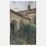 L. v. Disried, Am Tor, 1910, Gouache und Kohle