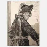 K. Greif, Bildnis Friedrich des Großen, 1912, Tuschefederzeichnung