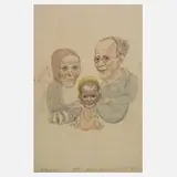 Prof. Kurt Günther, Die Familie, Bleistift und Aquarell