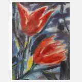 Alfred Kohler, Rote Blüten, Aquarell