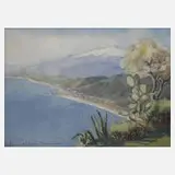 Arturo Lazzari, "Taormina", Aquarell über Graphit