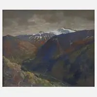 Hermann Poschinger, Im Gebirge, Gouache