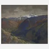 Hermann Poschinger, Im Gebirge, Gouache