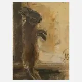 Maria Slavona, Hängender Hase, Pastell auf Papier