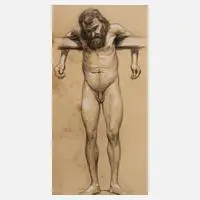Prof. Sascha Schneider, Aktstudie, 1895, Kohle und weiße Kreide auf Papier
