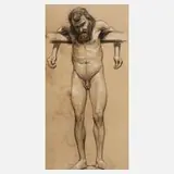Prof. Sascha Schneider, Aktstudie, 1895, Kohle und weiße Kreide auf Papier