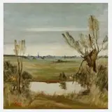 Walter Bodenthal, Tümpel bei Leipzig, Öl auf Hartfaserplatte