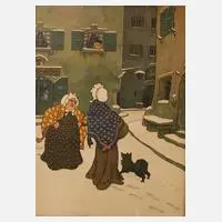 Gertrud Caspari, Es gibt Neuigkeiten, Farblithographie