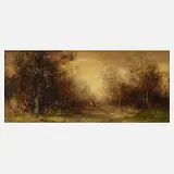 Kleine Herbstlandschaft by Manfred Feiler, Öl auf Sperrholz, sold Aug 2021
