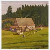 Richard Grimm, "In der Abendsonne", Öl auf Leinwand