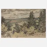 Richard Grimm, Blick ins Vogtland, 1919, Lithographie
