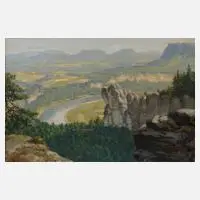 Rudolf Klöden, "Die Elbe bei Rathen", Öl auf Leinwand