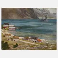 Albert Kunze, Fjord in Norwegen, 1912, Gouache auf Karton
