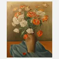 Mohnblumenstillleben by Wolfgang Sachs, Öl auf Leinwand und Karton, sold Aug 2021