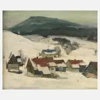 Gerhard Schiffner, "Schneelandschaft", 1954, Öl auf Hartfaserplatte