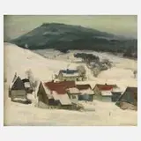 Gerhard Schiffner, "Schneelandschaft", 1954, Öl auf Hartfaserplatte