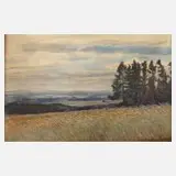 Albin Schlehahn, "Fernblick bei Jocketa", 1918, Aquarell und Deckfarben