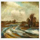 Gerhard Schöpplein, Novemberlandschaft, Öl auf Hartfaserplatte