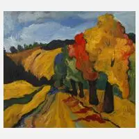 Gerhard Schöpplein, Herbstlandschaft, Öl auf Spanplatte