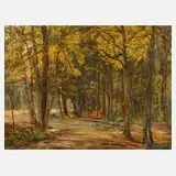 Karl Walther, Lichte Waldlandschaft, Öl auf Leinwand