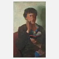 Paul Wilhelm, "Marion mit Buch", 1934, Öl auf Leinwand und neuem Keilrahmen