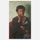 Paul Wilhelm, "Marion mit Buch", 1934, Öl auf Leinwand und neuem Keilrahmen