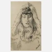 Arthur Wirth, Damenportrait, Kohle und Bleistift