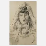 Arthur Wirth, Damenportrait, Kohle und Bleistift