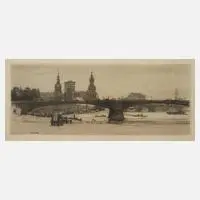 Walter Zeising, An der Elbe in Dresden, Radierung