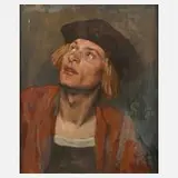 Prof. Eduard von Gebhardt, Herrenportrait, Öl auf Karton und Holzplatte