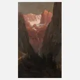 Heinrich Gogarten, Abend im Höllenthal bei Garmisch, 1890, Öl auf Malplatte
