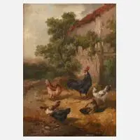 Louis Lemaire, Hühnerhof, Öl auf Leinwand