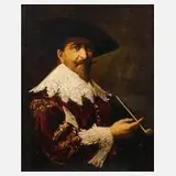 Hans Tiel, Edelmann mit Pfeife, Öl auf Pappe (?)