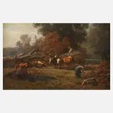 Paul Weber, "Umgestürzte Eiche mit Ochsengespann", Öl auf Leinwand