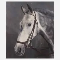 Helmut Bachach-Baree, Reitpferd "Sascha", Öl auf Hartfaserplatte