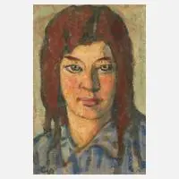 Ludwig Bader, Frauenportrait, Öl auf Pappe