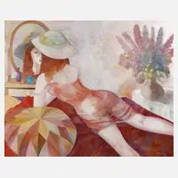 Mädchen vorm Spiegel by Fred Bandekow, 1981, pastellner, sold May 2021
