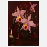 Curt Echtermeyer, Orchideenstillleben, Öl auf Hartfaserplatte