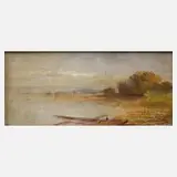 Gustav Eichhorn, Am Seeufer, Öl auf Holztafel